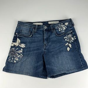 Pilcro and Letterpress Women's Mid Rise Embroidered Slim Boyfriend Sz: 28